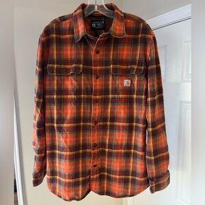 Carhartt Orange and Brown Plaid Shirt